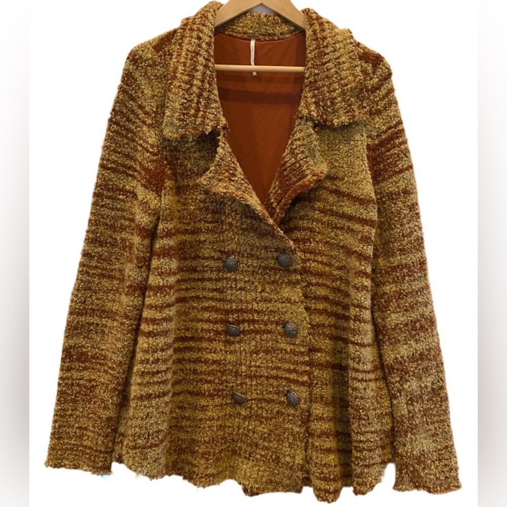 Free People Womens Zebra Yarn Knit Button‎ Down Wool Cardigan Jacket Sz S Autumn - Picture 4 of 12